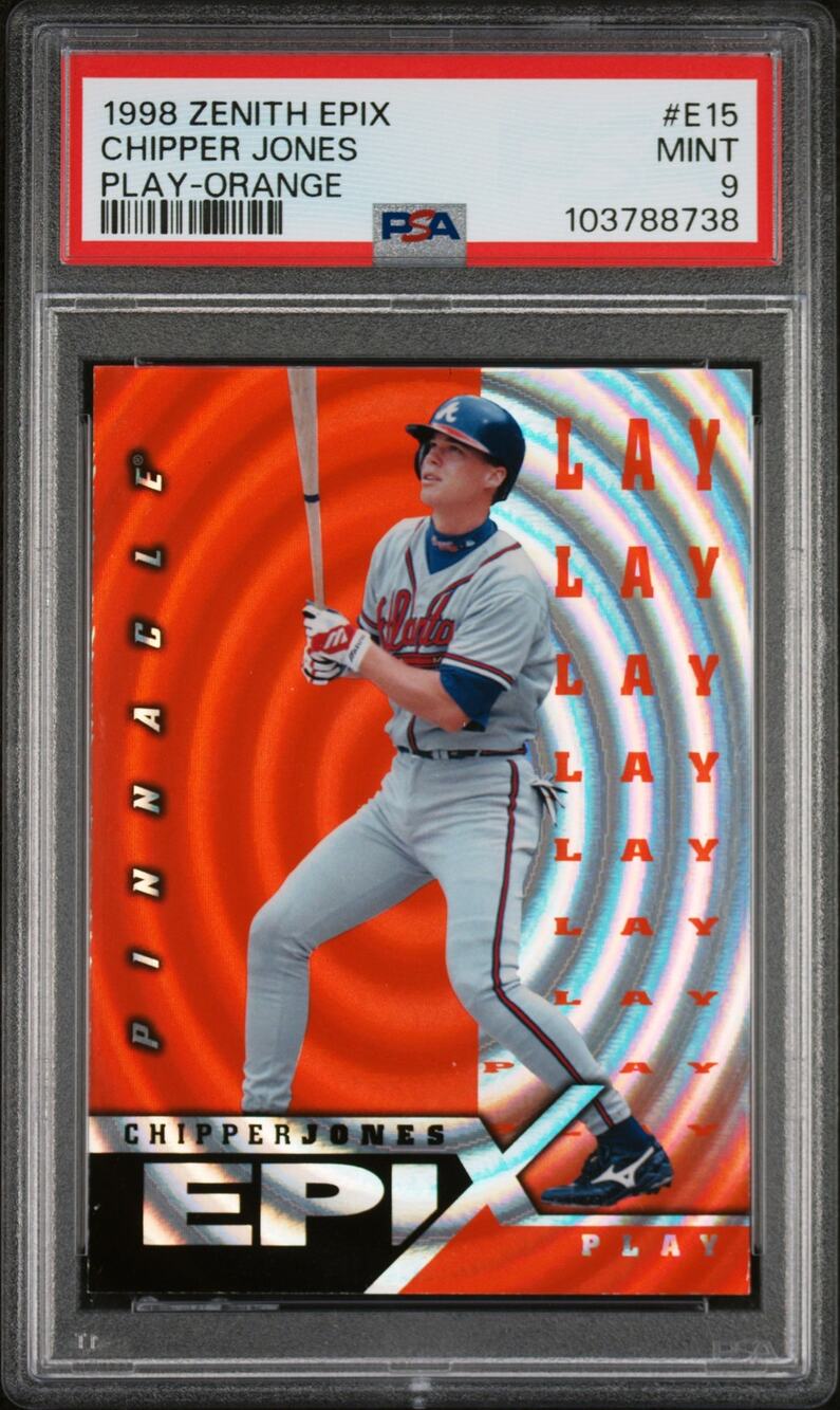 1998 Zenith Epix Play-Orange #E15 Chipper Jones PSA 9 Mint Atlanta Braves Pop 3